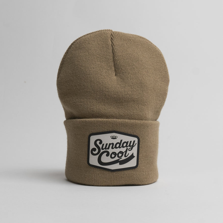 Coyote Brown Beanie - Leatherette Patch