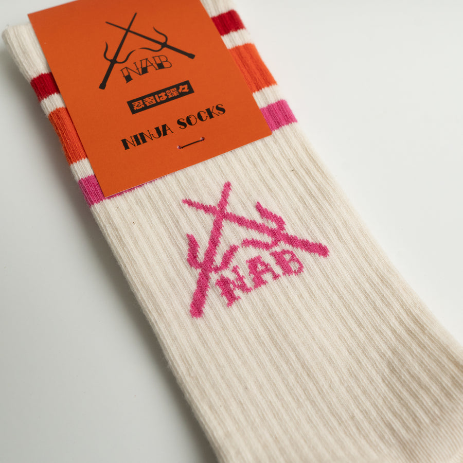 Ninjas Are Butterflies Ninja Socks - Pink/Orange